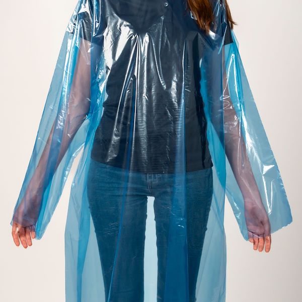 Blue polyethylene disposable overcoats