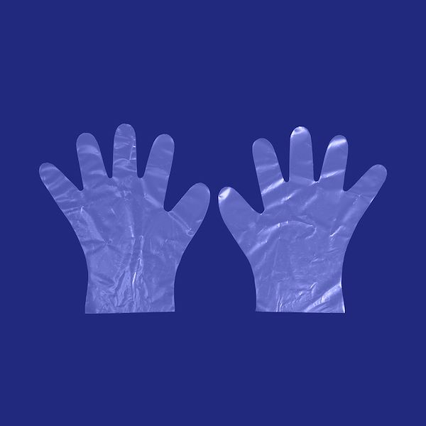 Short 5 fingered gloves made of copolymer
