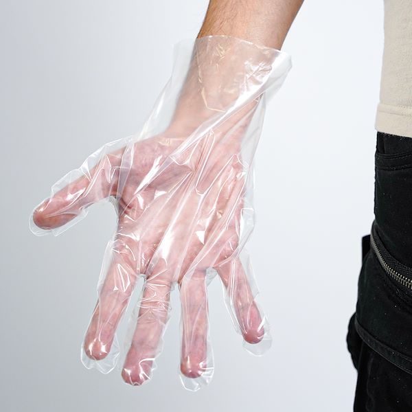 Guanti corti a 5 dita in gomma elasticizzata