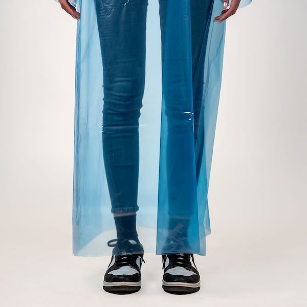 Blue polyethylene disposable overcoats