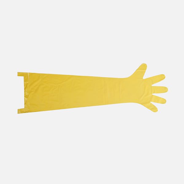 Elastic long gloves in yellow soft material