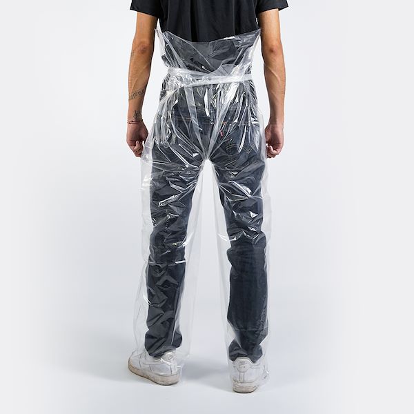 Pantaloni monouso in polietilene trasparente