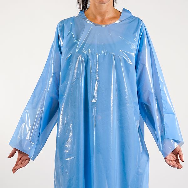 Camici monouso in polietilene azzurro