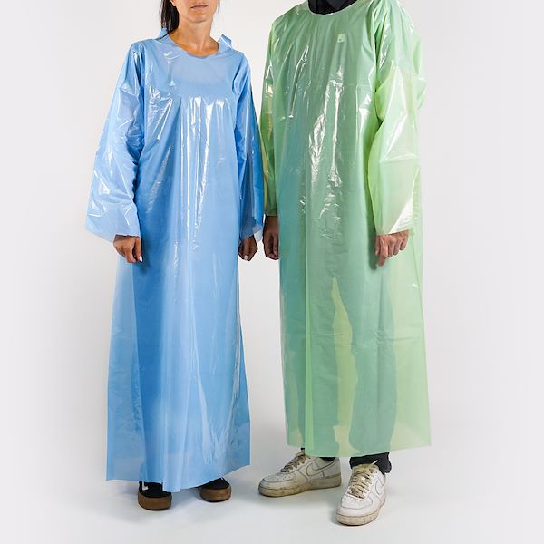 Camici monouso in polietilene azzurro