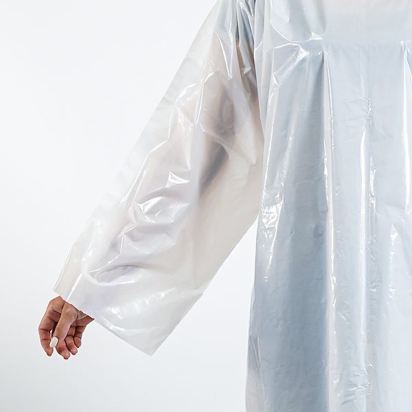 White polyethylene disposable overcoats