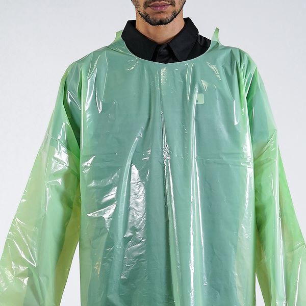 Green polyethylene disposable overcoats