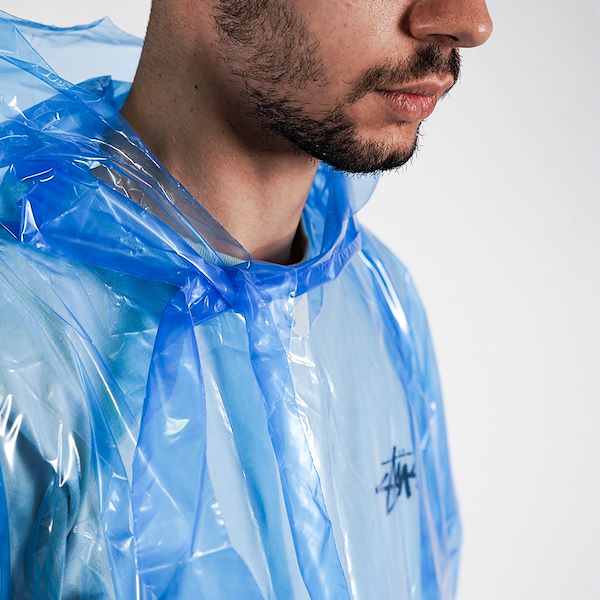 Blue polyethylene disposable raincoats