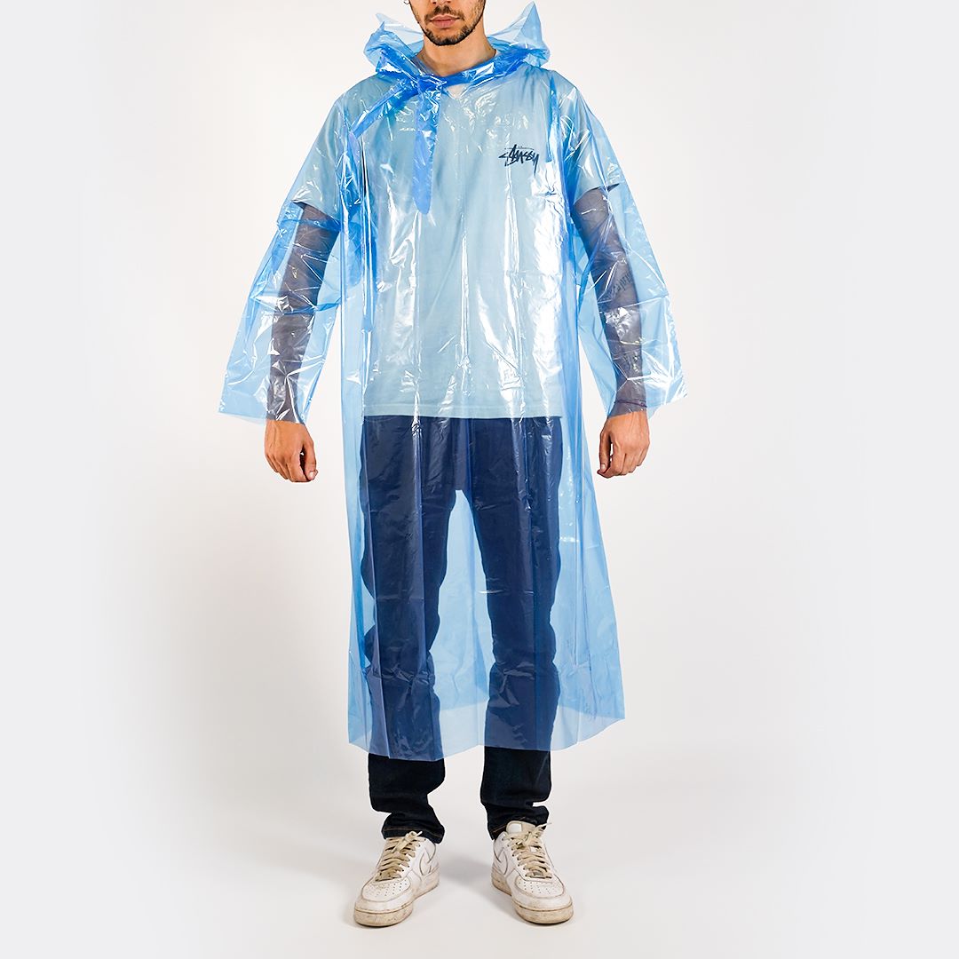 Blue polyethylene disposable raincoats