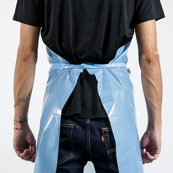 Grembiuli monouso in polietilene blu