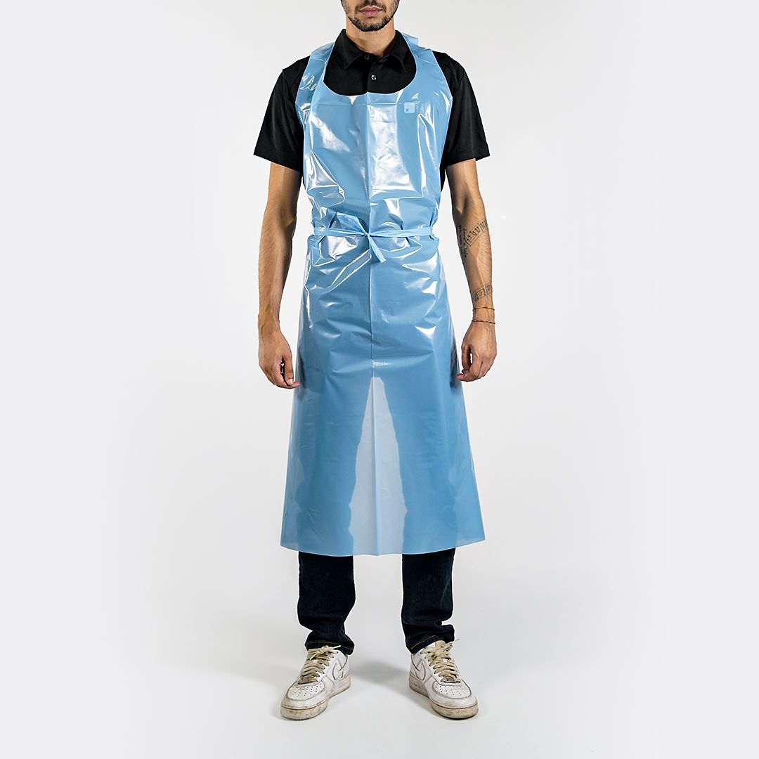 Grembiuli monouso in polietilene blu