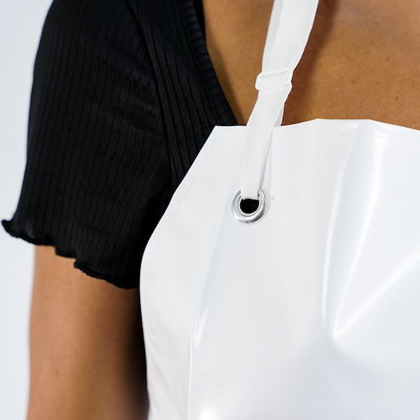 Aprons made of white plastic tissue