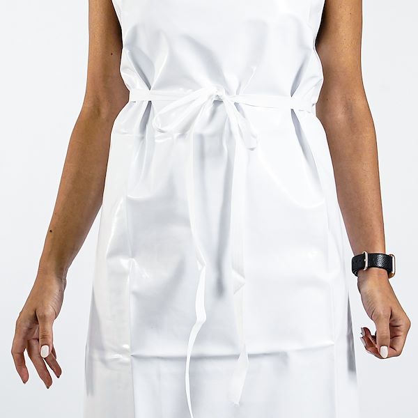 Grembiule in tessuto plasticato bianco