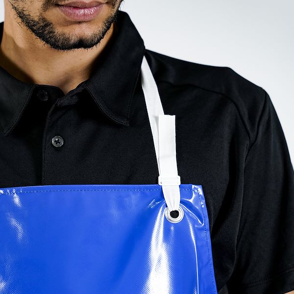 Aprons made of blue plastic tissue