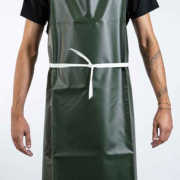 Aprons in green nautic plastic tissue