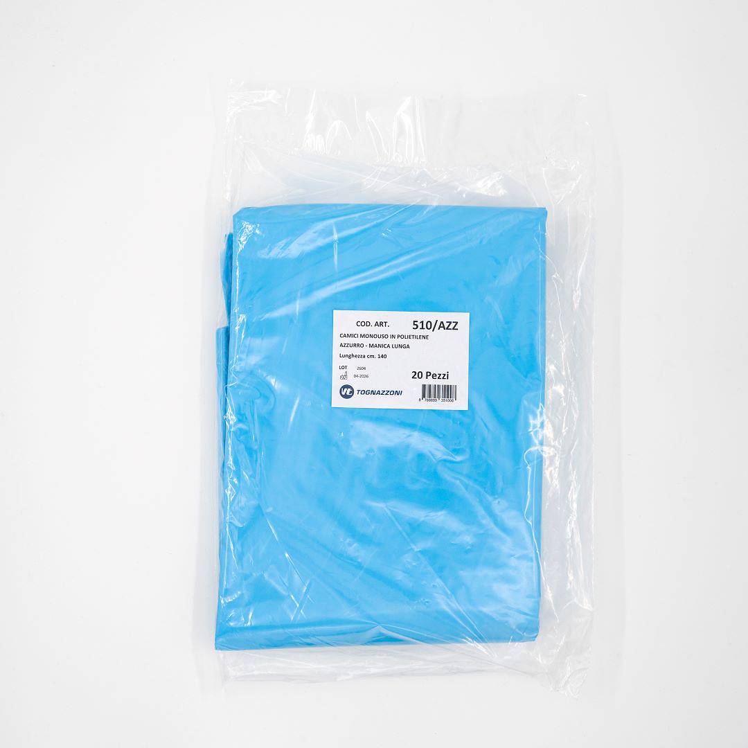 Light blue polyethylene disposable overcoats