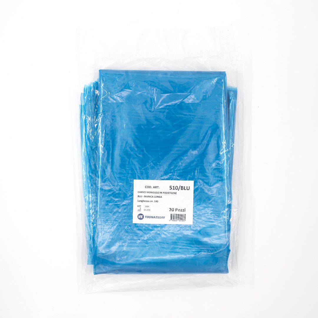 Blue polyethylene disposable overcoats