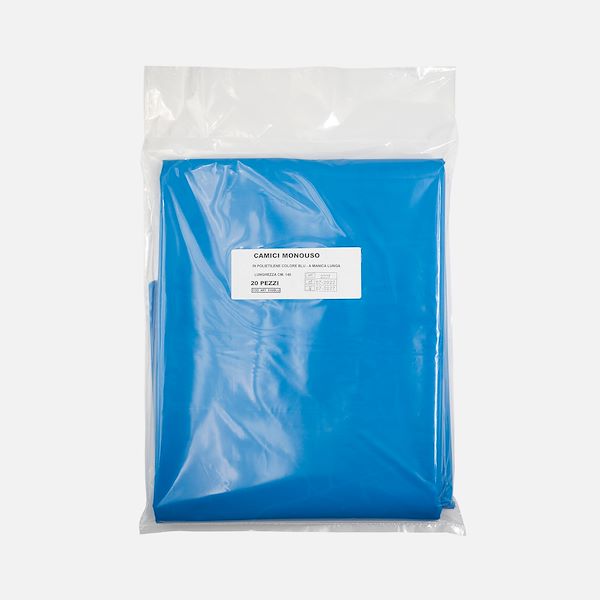 Camici monouso in polietilene azzurro