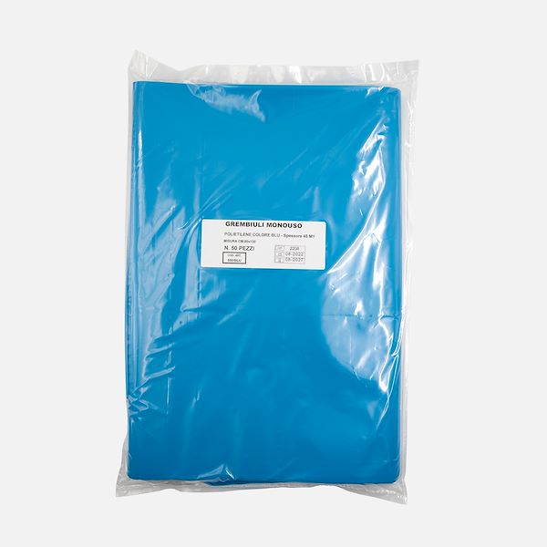 Grembiuli monouso in polietilene blu