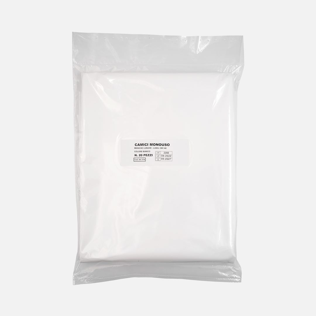 White polyethylene disposable overcoats