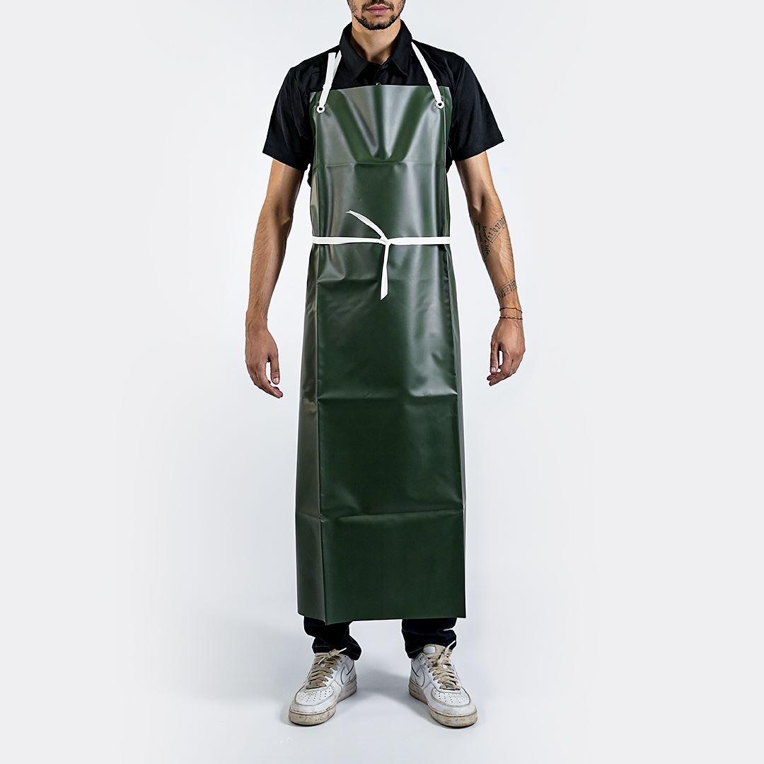 Aprons in green nautic plastic tissue
