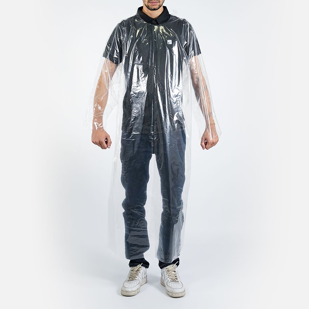 Transparent polyethylene disposable overcoats