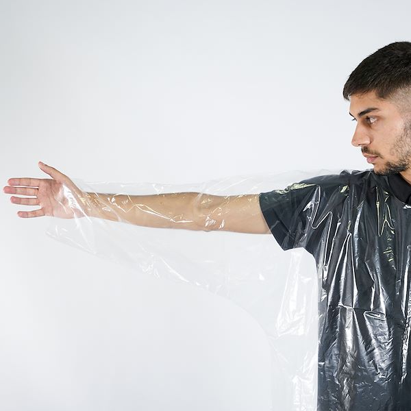 Transparent polyethylene disposable overcoats