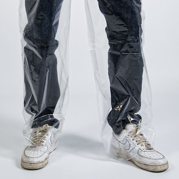Disposable trousers made of transparent polyethylene