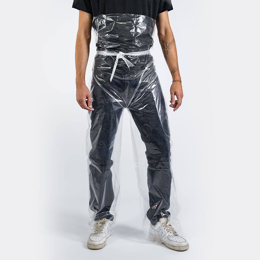 Pantaloni monouso in polietilene trasparente