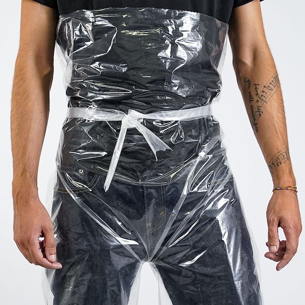 Pantaloni monouso in polietilene trasparente